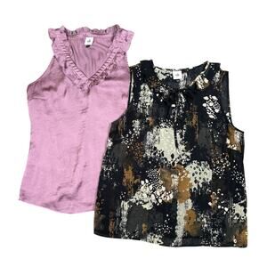 CAbi Tank Top Blouses Bundle Set Lot Women's Large Incandescent Tally 4357 4185